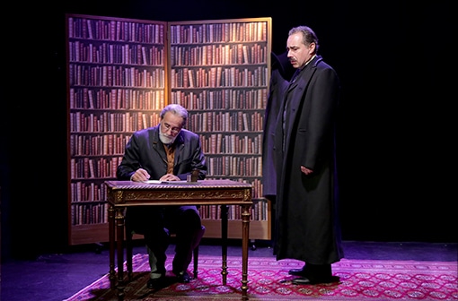 Bruno Paviot et Pierre Azéma dans "Zola l'infréquentable" de Didier Caron au Théâtre de la Contrescarpe © Fabienne Rappeneau