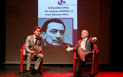 Arnaud Cominassi et Denis Souppe dans le spectacle "Flagrant Dalí" au Théâtre de la Contrescarpe